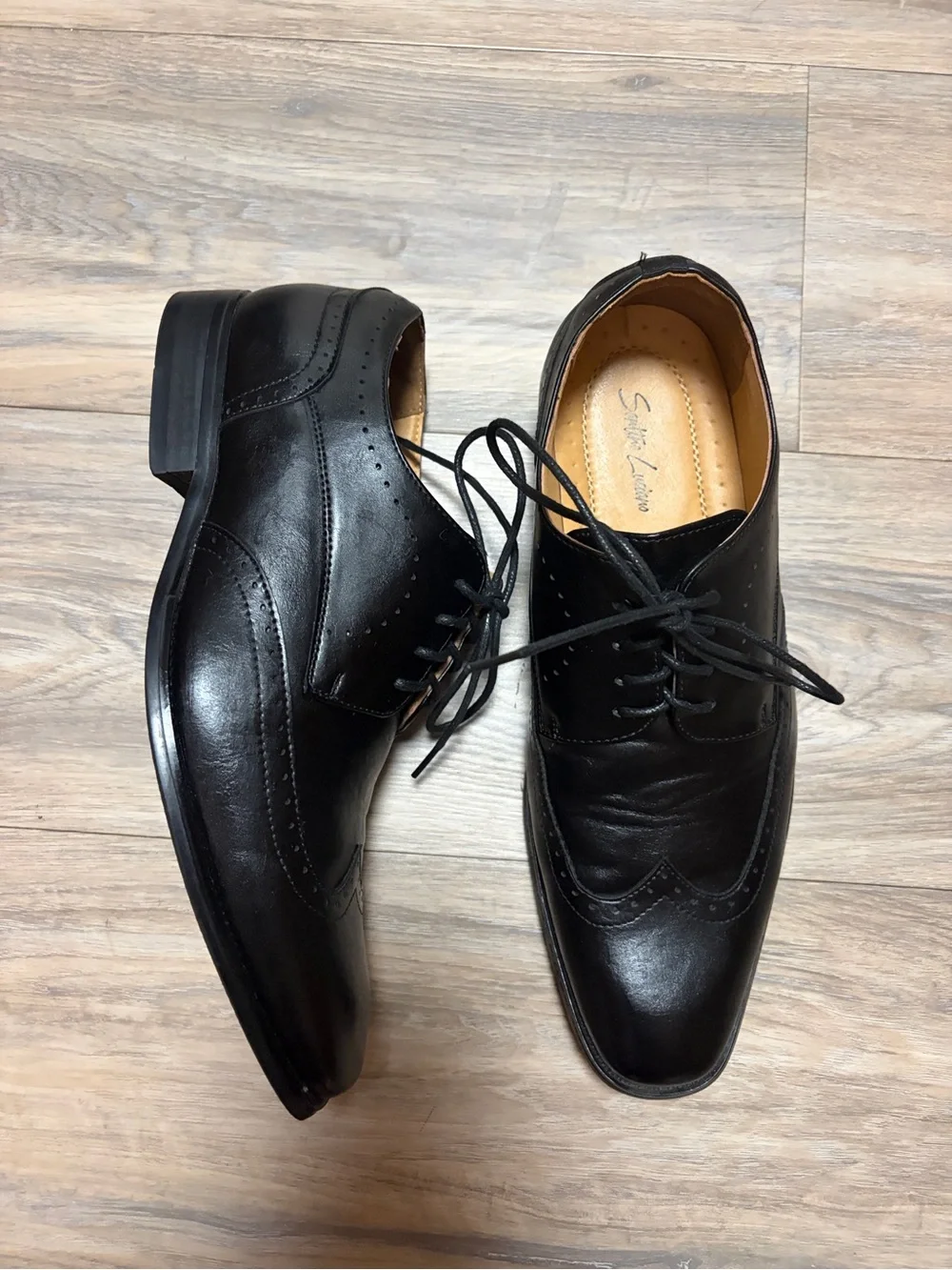 Santino Luciano Vito C-482 Black Wingtip Brogue Oxford Shoes Men’s 9.5